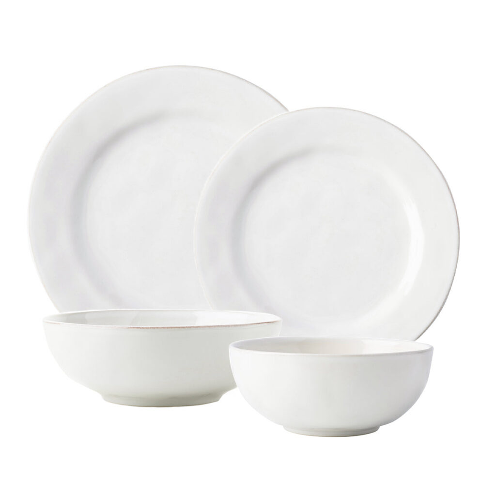 Elegant White Four Piece Dinnerware Set