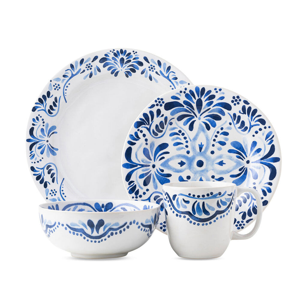 Classic Indigo Blue Four Piece Dinnerware Set