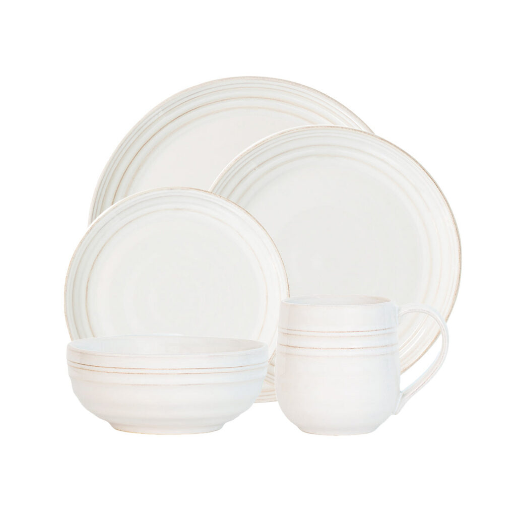 Classic White Layered Five Piece Dinnerware Set