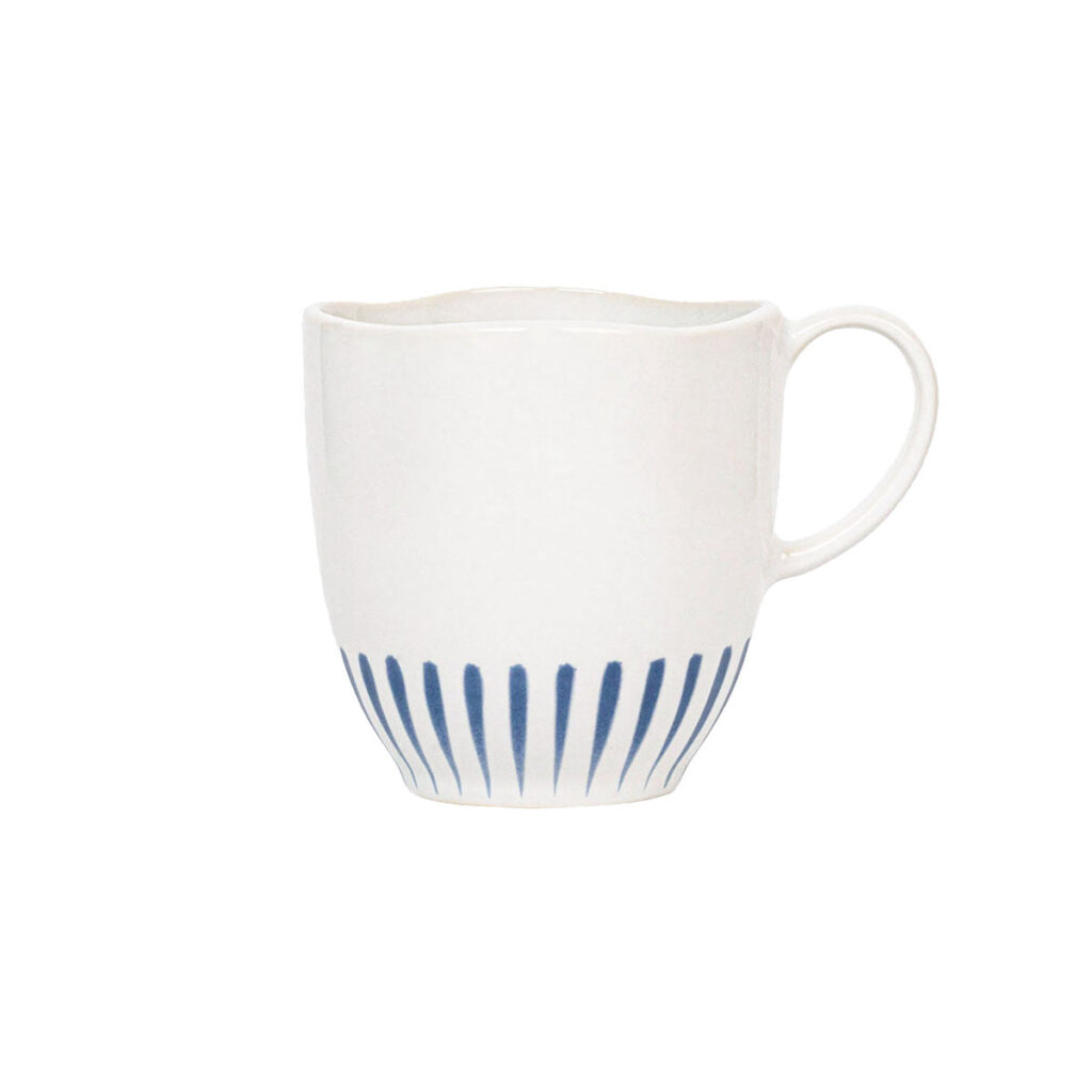Polished Delft Blue Striped Ceramic Coffee Mug