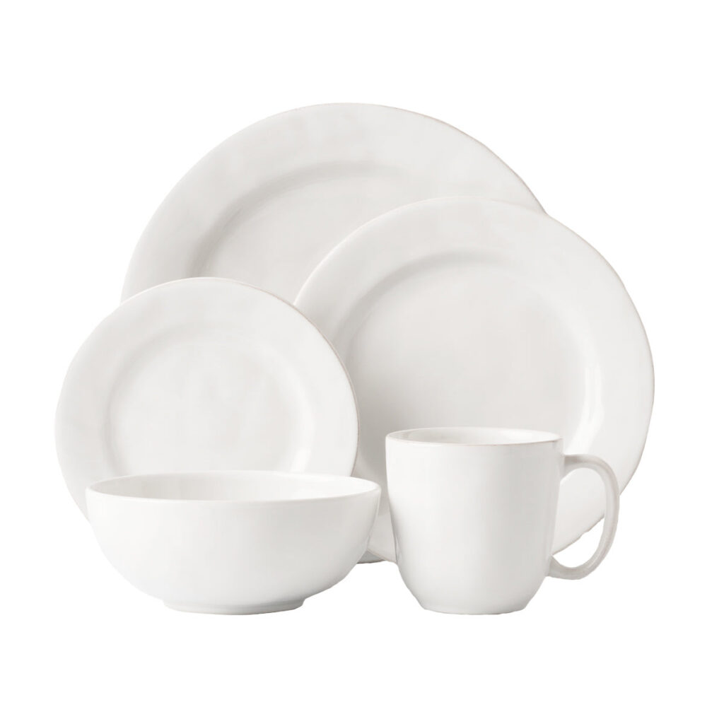 Classic White Five Piece Dinnerware Set