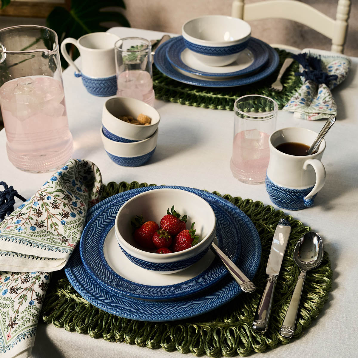 Textured Delft Blue Four Piece Dinnerware Set - Image 3