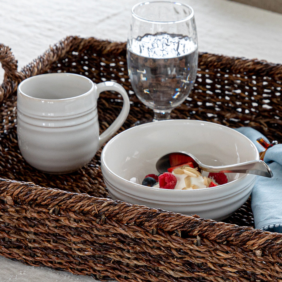 Textured White Layered Ceramic Coffee Mug - Image 3