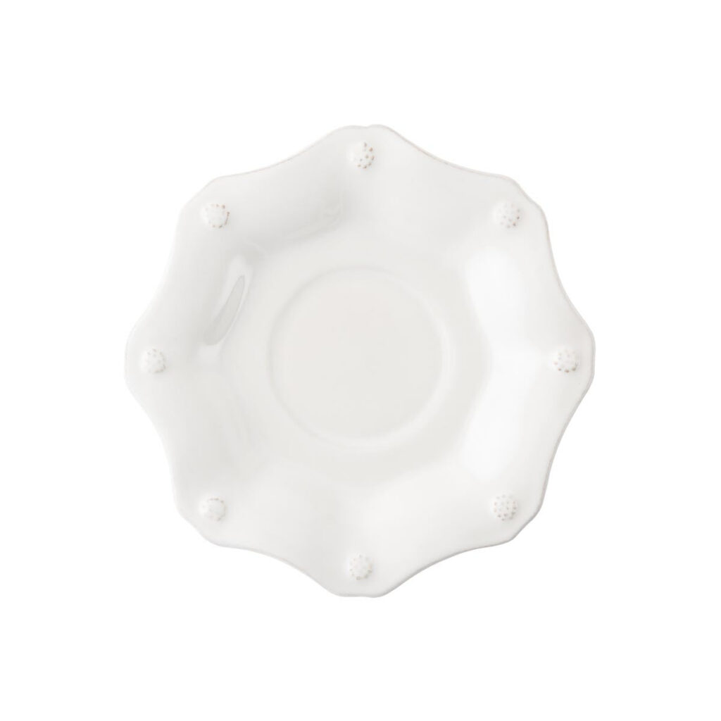 Graceful White Scalloped Ceramic Tea Saucer
