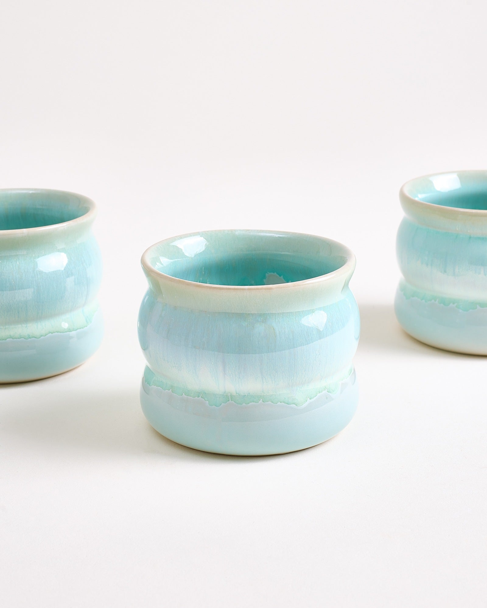 Small Bubble Mint Ceramic Cup Set of Four