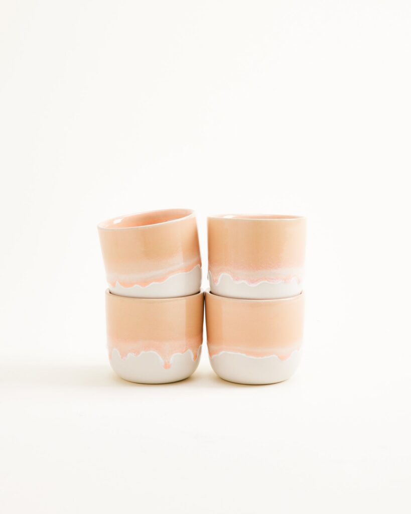 Small Apricot Ceramic Cup Set of Four