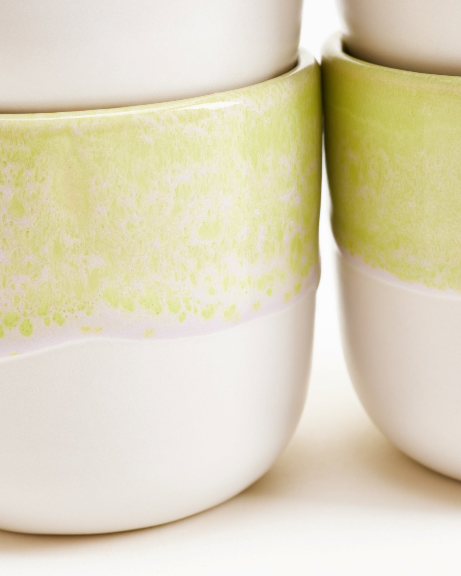 Small Lime Ceramic Cup Set of Four