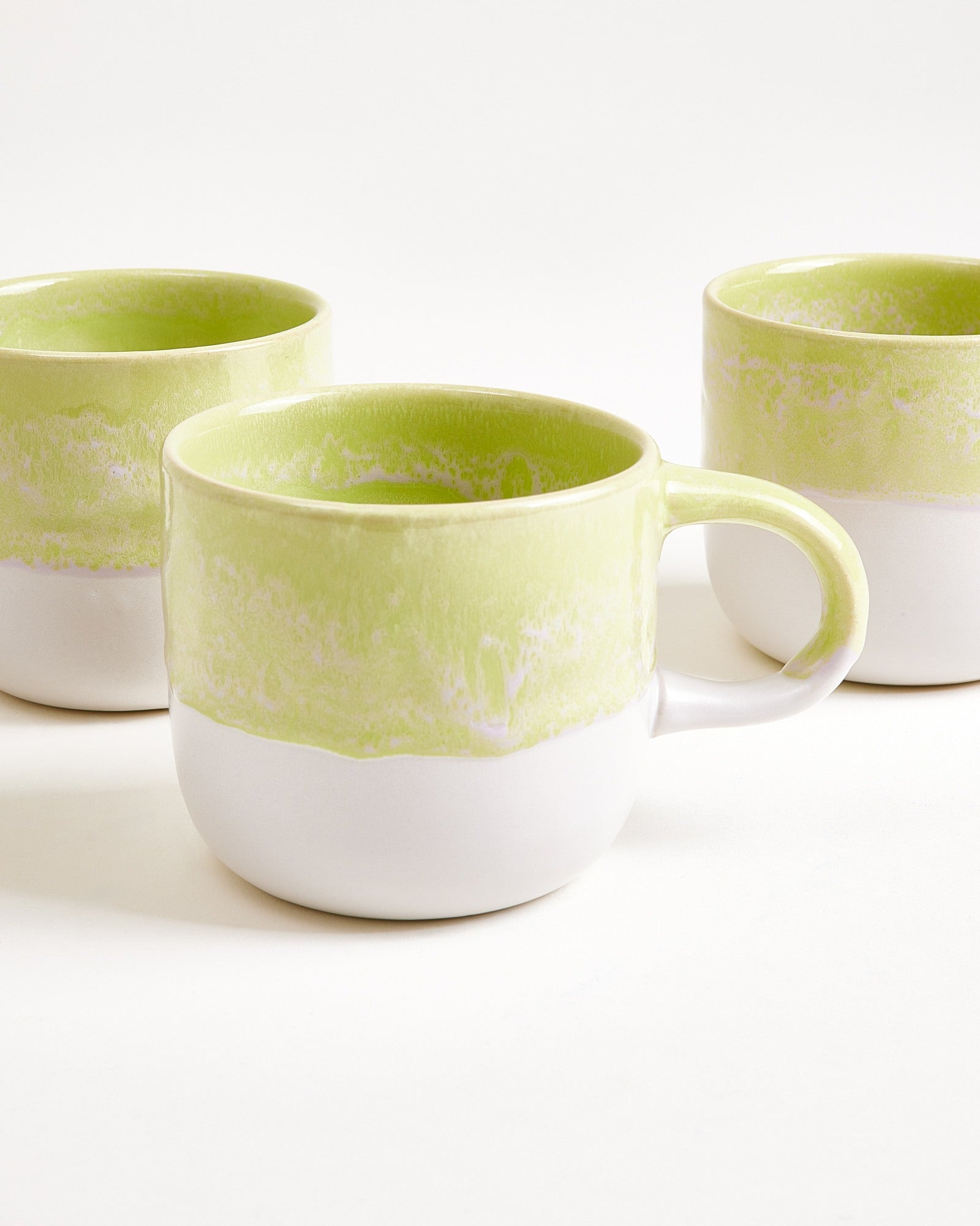 Large Lime Ceramic Mug Set of Four