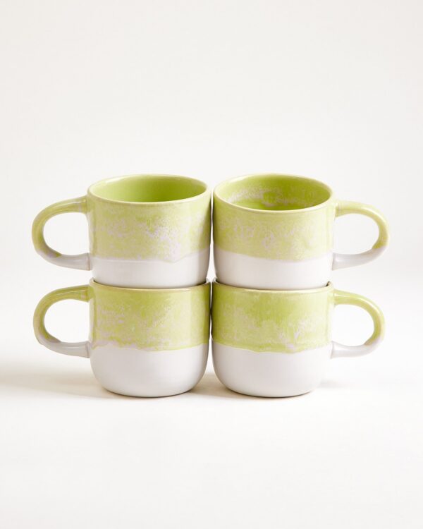 Large Lime Ceramic Mug Set of Four