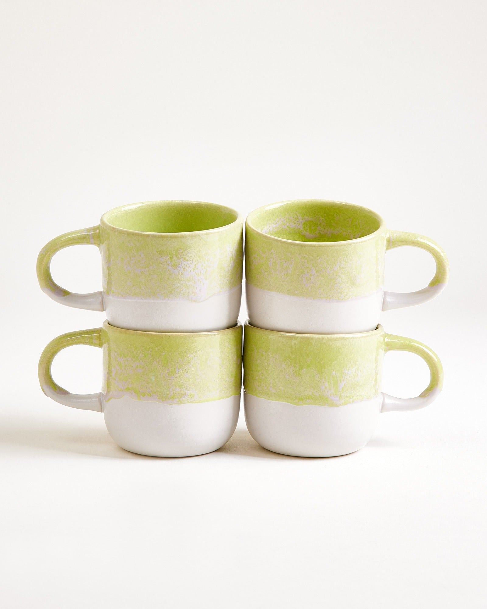Large Lime Ceramic Mug Set of Four