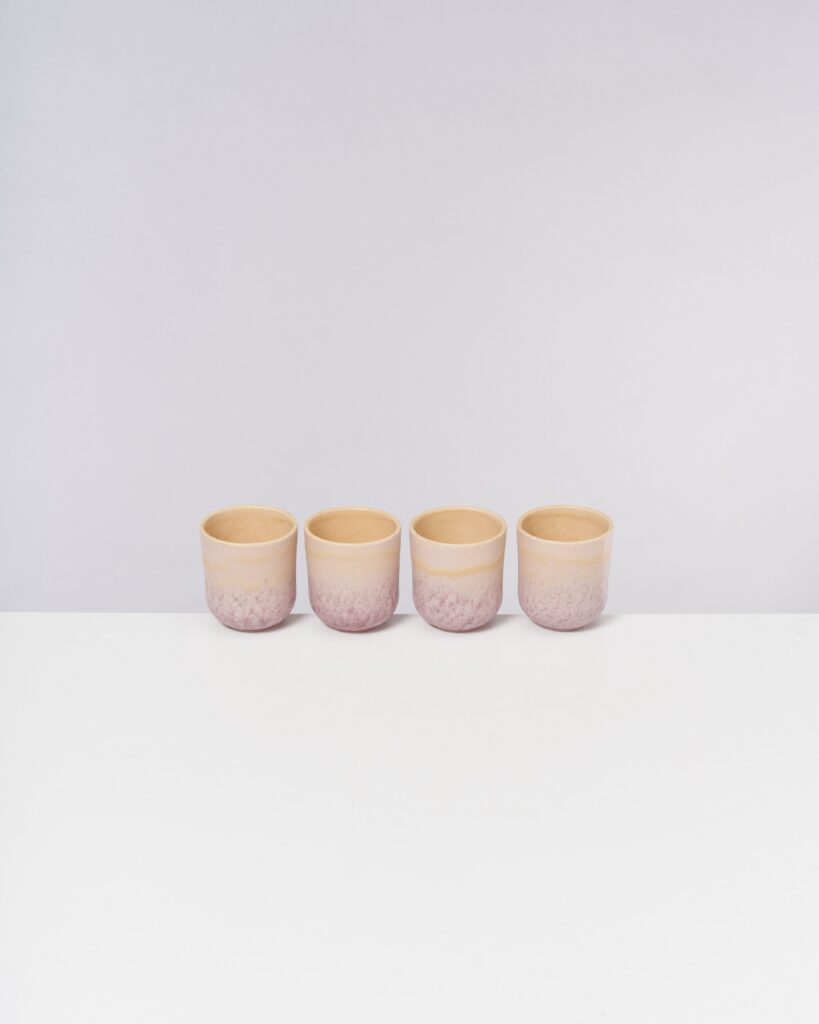 Small Apricot Flieder Ceramic Cup Set of Four
