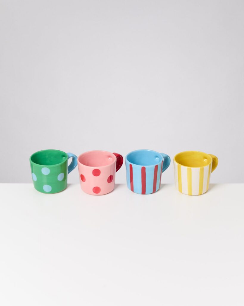 Large Simple Mix Ceramic Mug Set of Four