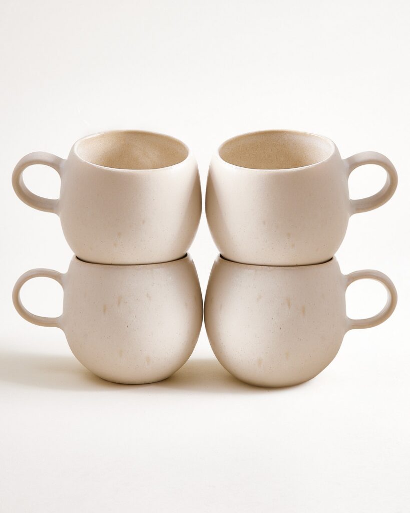 Large Sand Ceramic Mug Set of Four
