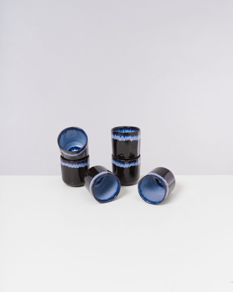 Small Whitewater Ceramic Cup Set of Six