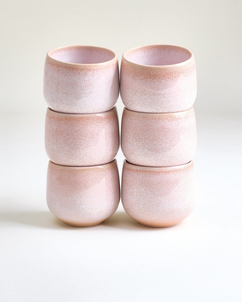 Small Classic Rose Ceramic Cup Set of Six