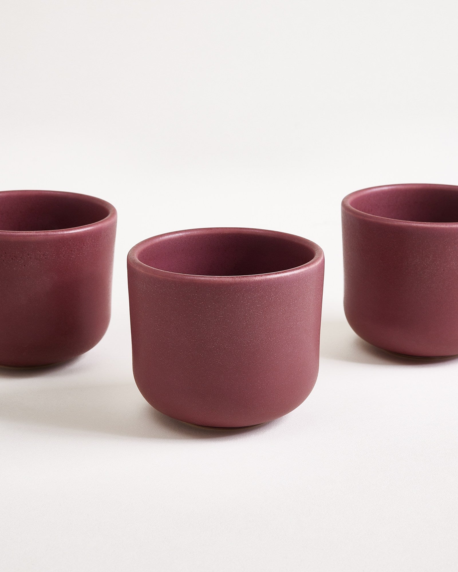 Small Burgundy Ceramic Cup Set of Four