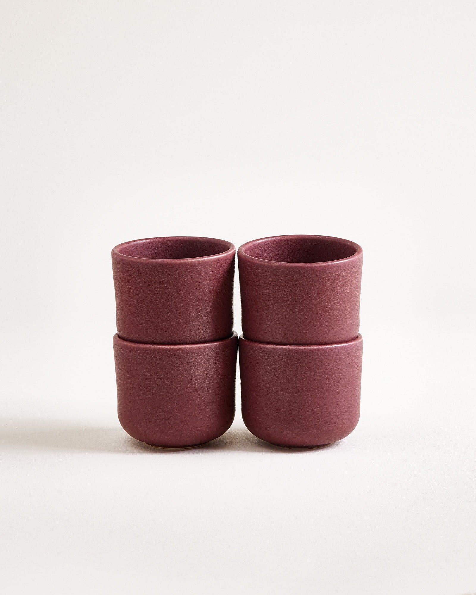 Small Burgundy Ceramic Cup Set of Four
