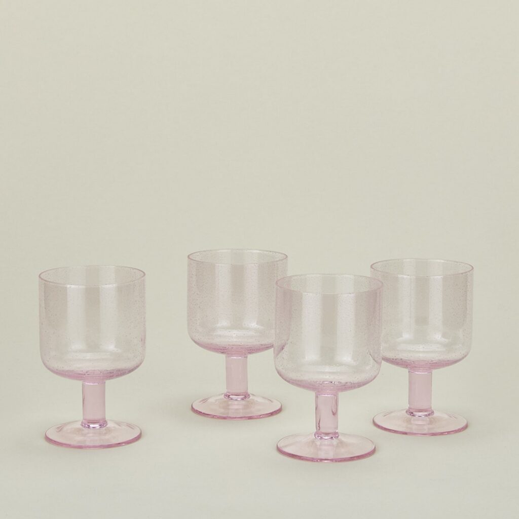 Blush Seeded Artisan Glass Set