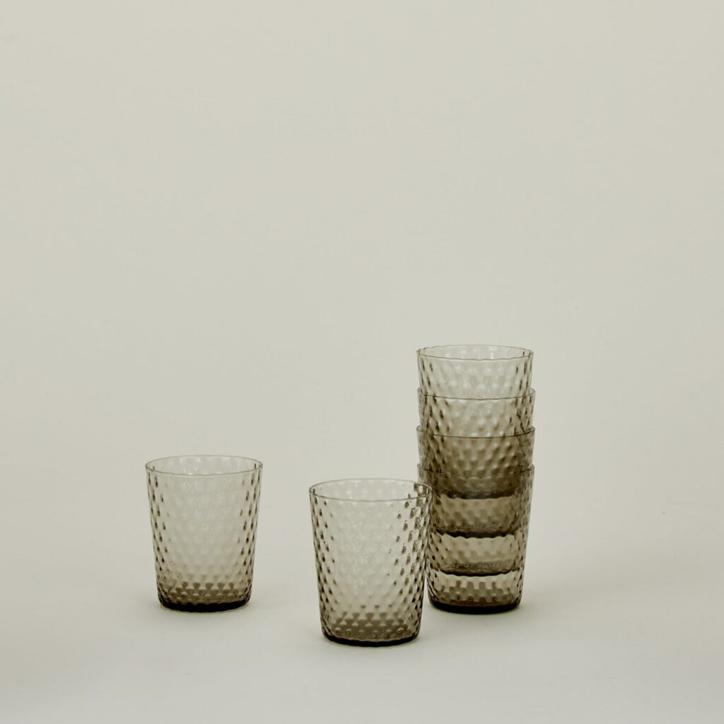 Grey Faceted Venetian-Style Tumbler Set