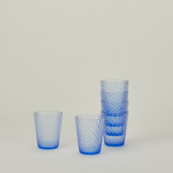 Light Blue Faceted Tumbler Set
